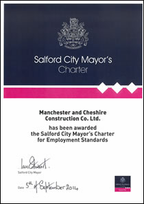 Salford City Mayor’s Charter for Employment Standards certificate